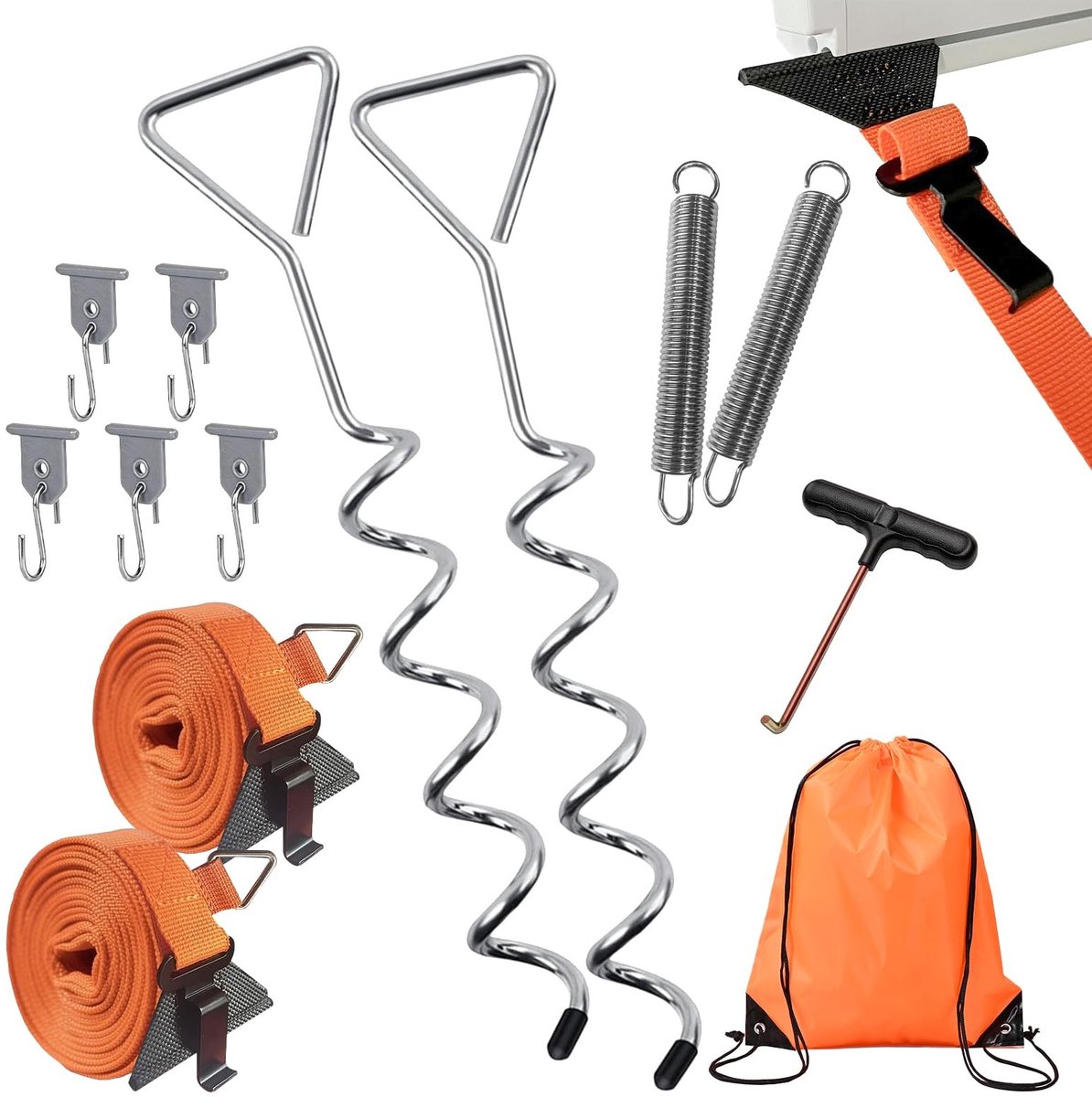 Dailygoods- Stormband - Stormbandenset voor luifel - Stormband voortent - Stormbanden voor caravans - Stormbeveiliging - Veiligheidswaarschuwing bij winderige omstandigheden - Luifelbevestiging