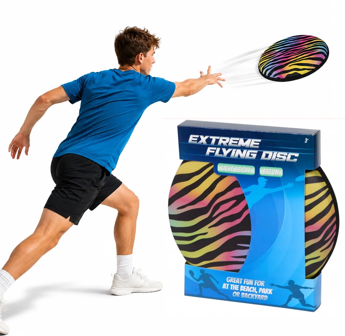 Tijger Extreme Flying Disc - 23 cm groot - Zacht materiaal - Strand - Zee - Zwembad - Buiten spel - Vanaf 4 jaar