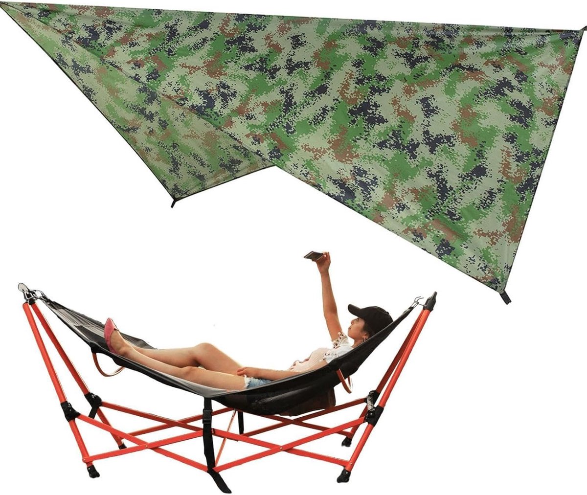 Regenzeil - Kampeerzeil - Buiten avontuur - Scheurbestendig waterdicht - 270x270cm - camouflage