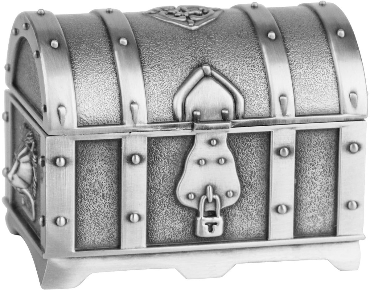 Dailygoods- Sieradenkistje Antiek - Mini Sieradendoosje - Decoratieve Opbergdoos - Zinklegering - 7x5,5x5,2 cm - Perfect Cadeau - Sieradendoos