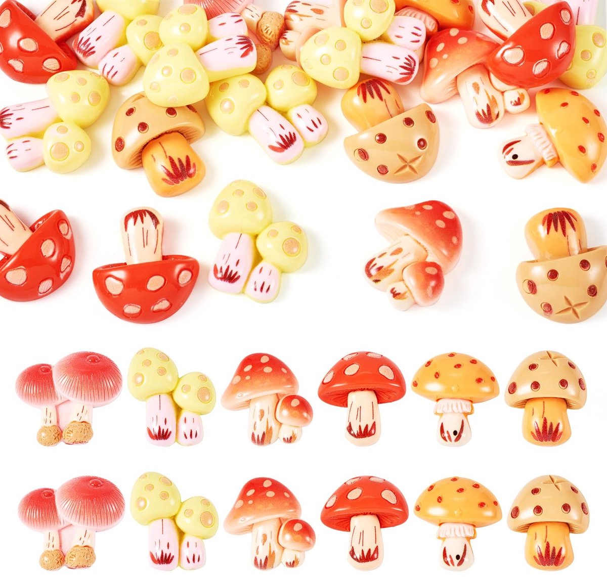 Dailygoods- Paddestoel Cabochons 20 Stuks - Hars Decoratie - Herfst Thema - Lichtgewicht - DIY Handgemaakte Accessoires - Ondoorzichtig
