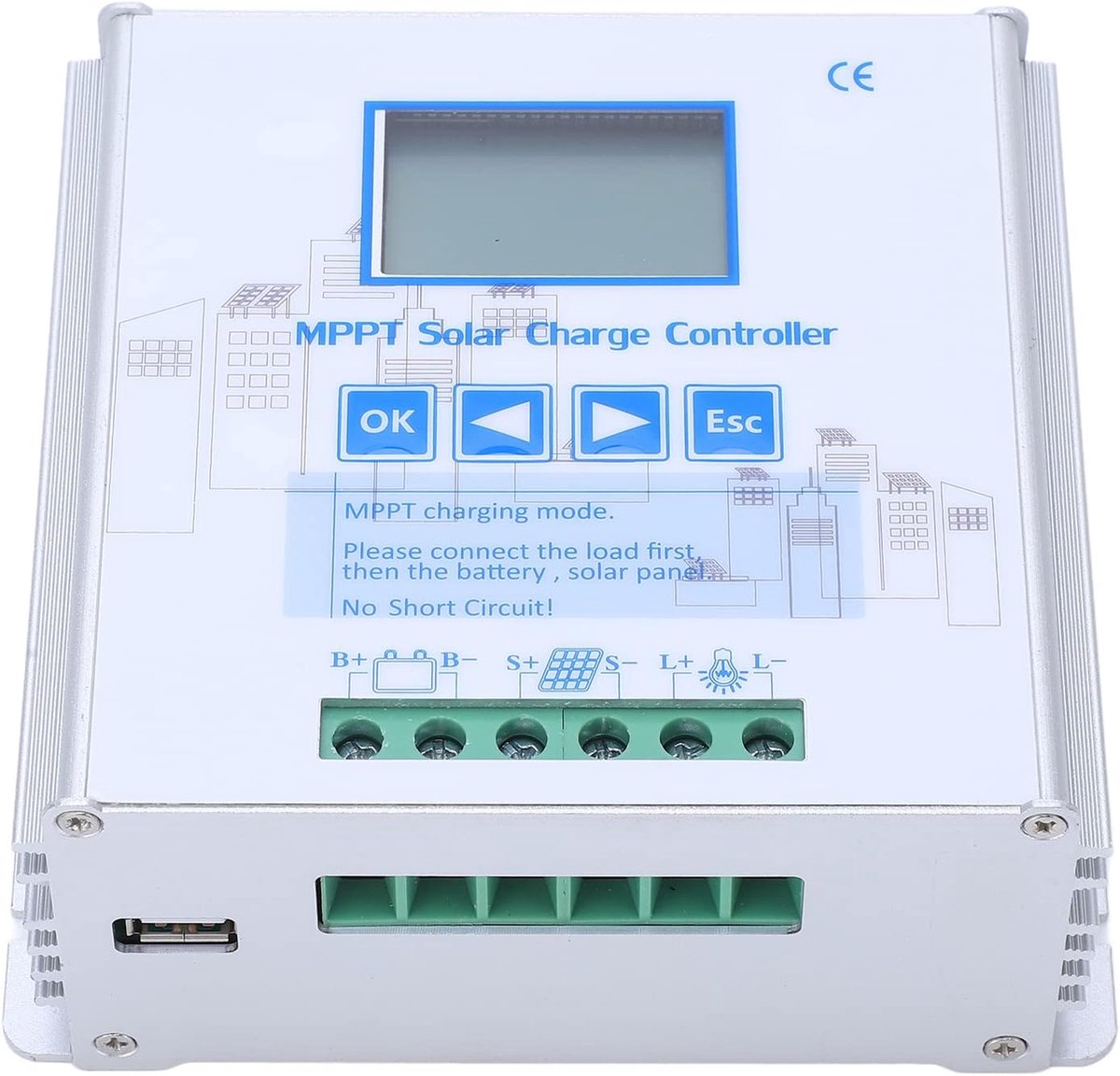 Solar Laadregelaar - MPPT Controller - Off-Grid Energie - Brede Batterij Compatibiliteit - 20A 130V - Grijs