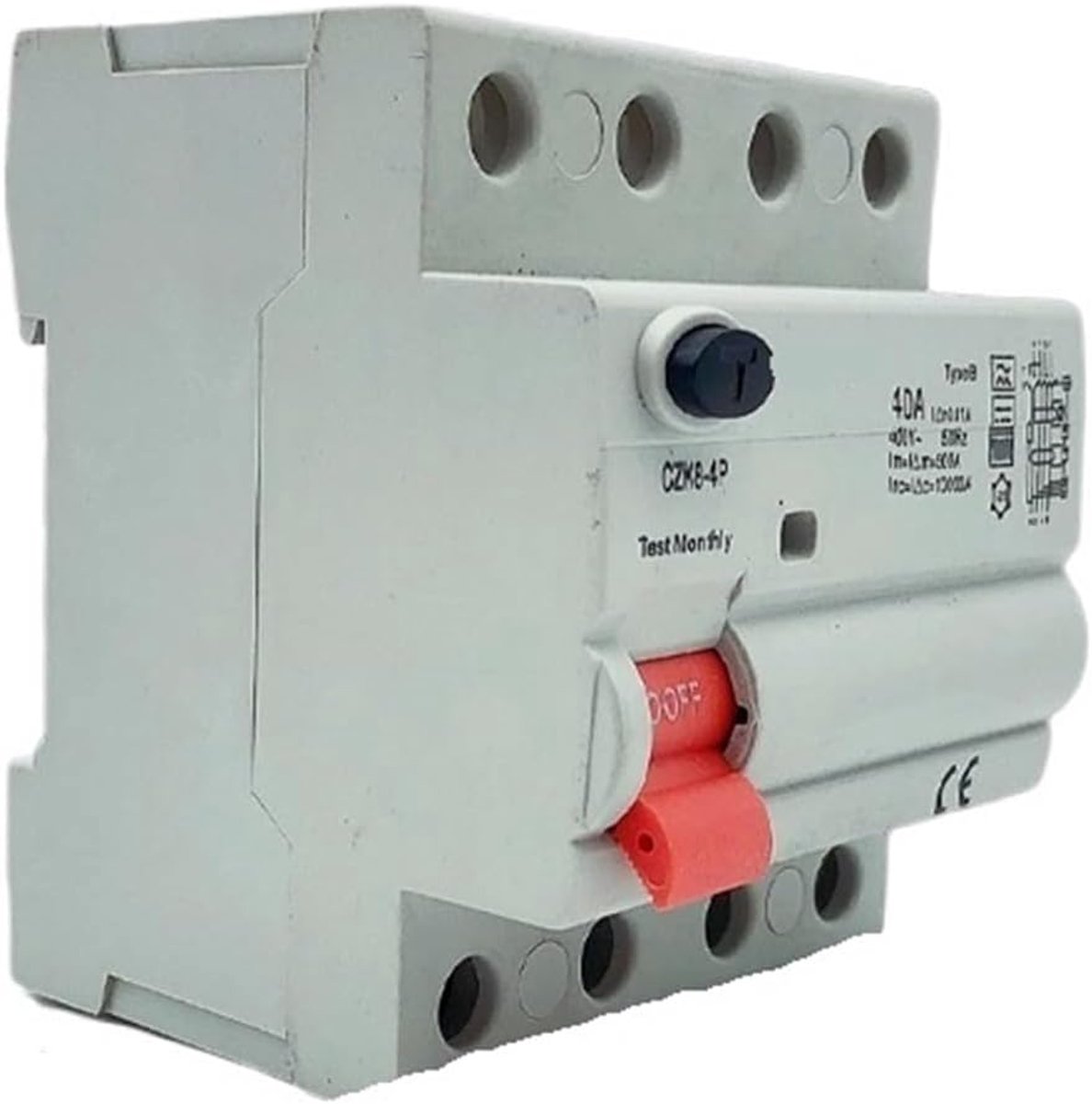 Aardlekschakelaar - Reststroomschakelaar - Elektrische veiligheid - Type A en B - 4-polig 63A - Grijs