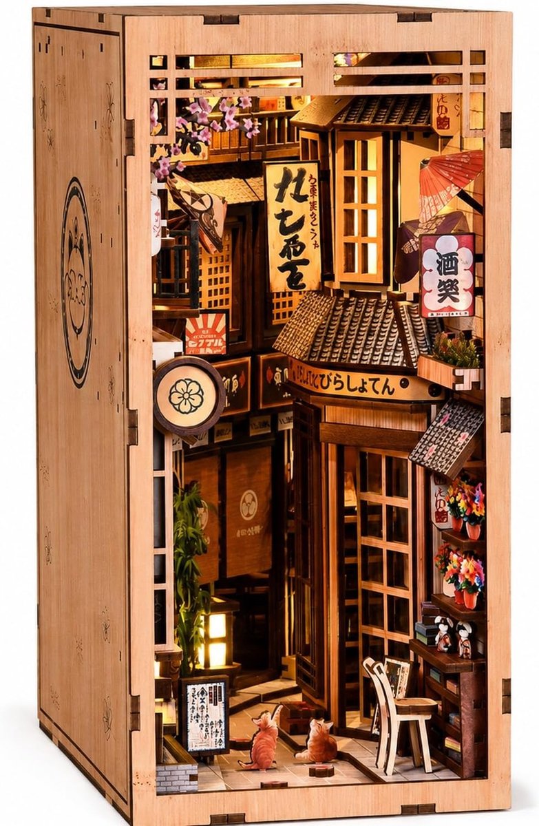 Miniatuur Huis Kit - 3D Puzzel - Boekenkast Decoratie - Met LED Licht - 280 Stuks - Japanse Weg