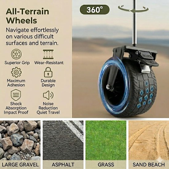 XXL bolderkar - Opvouwbare handwagen - Spullen vervoeren - All-terrain met remmen - 200 liter capaciteit - Zwart — afbeelding 4