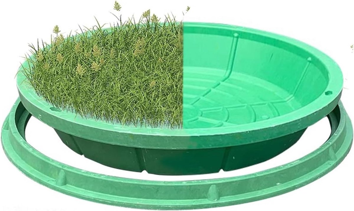 Onzichtbaar putdeksel - Putdeksel frame - Tuin vergroening - Verzonken ontwerp - 40 cm diameter - Groen