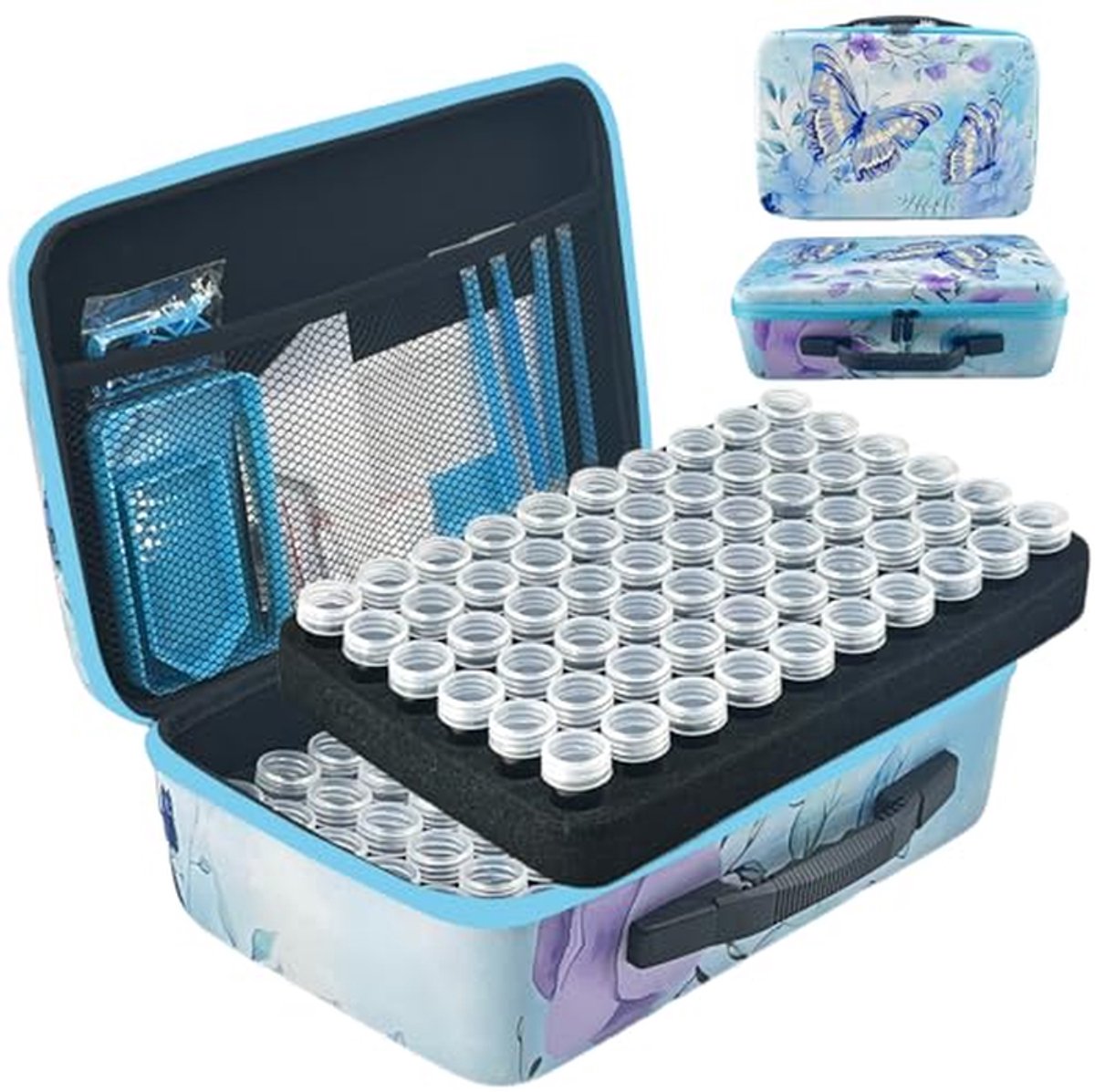 Opbergcontainers Diamantkunst - Kralen Doos - Hobby Organiseren - 120 Potten - Large - Blauw