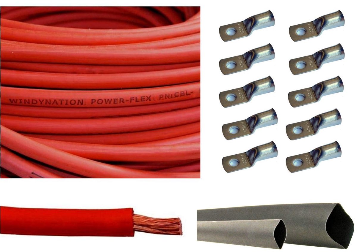 Zuiver Koperen Kabel - Flexibele Stroomkabel - Stroomtoepassingen - Ultra Flexibel Ontwerp - 5 Voet - Rood