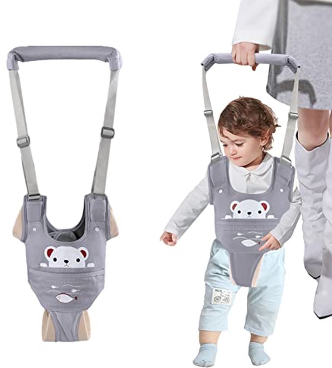 Babywandelharnas - Loopgordel baby - Baby leren lopen - Verstelbaar kruis - Borstomvang 19-25" - Grijs
