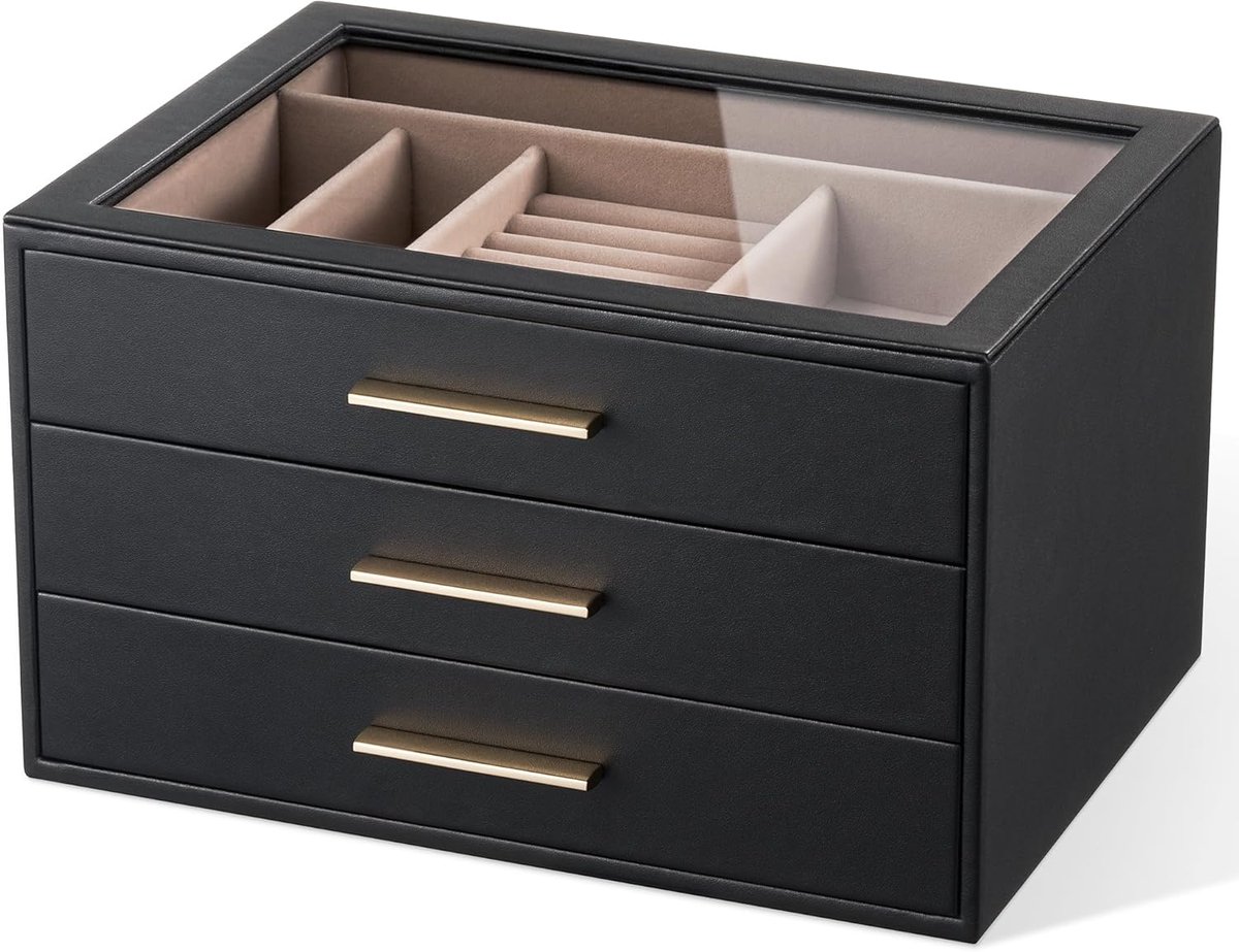 Sieradendoos - Juwelendoos Organizer - Sieraden Opbergen - Krasbestendig Metaal - 1.74 Kilogram - Zwart
