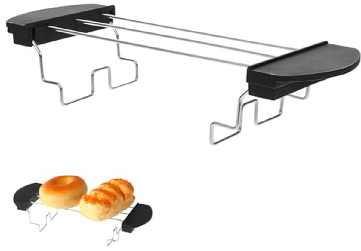 Broodrooster Warmrek Broodrek Keuken Brood Opwarmen Opvouwbaar Roestvrij Staal 26.5 cm Lengte Zwart