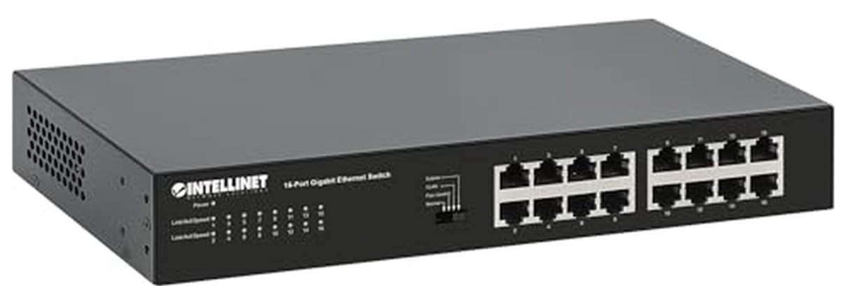 Netwerk Switch - Gigabit Hub - Netwerk Uitbreiding - 16 Poorten - 50x50x28cm - Zwart