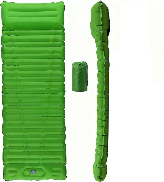 Zelfopblaasbare slaapmat - Luchtbed kamperen - Buiten slapen - 12 cm dik - 195 x 66 cm - Groen — afbeelding 5