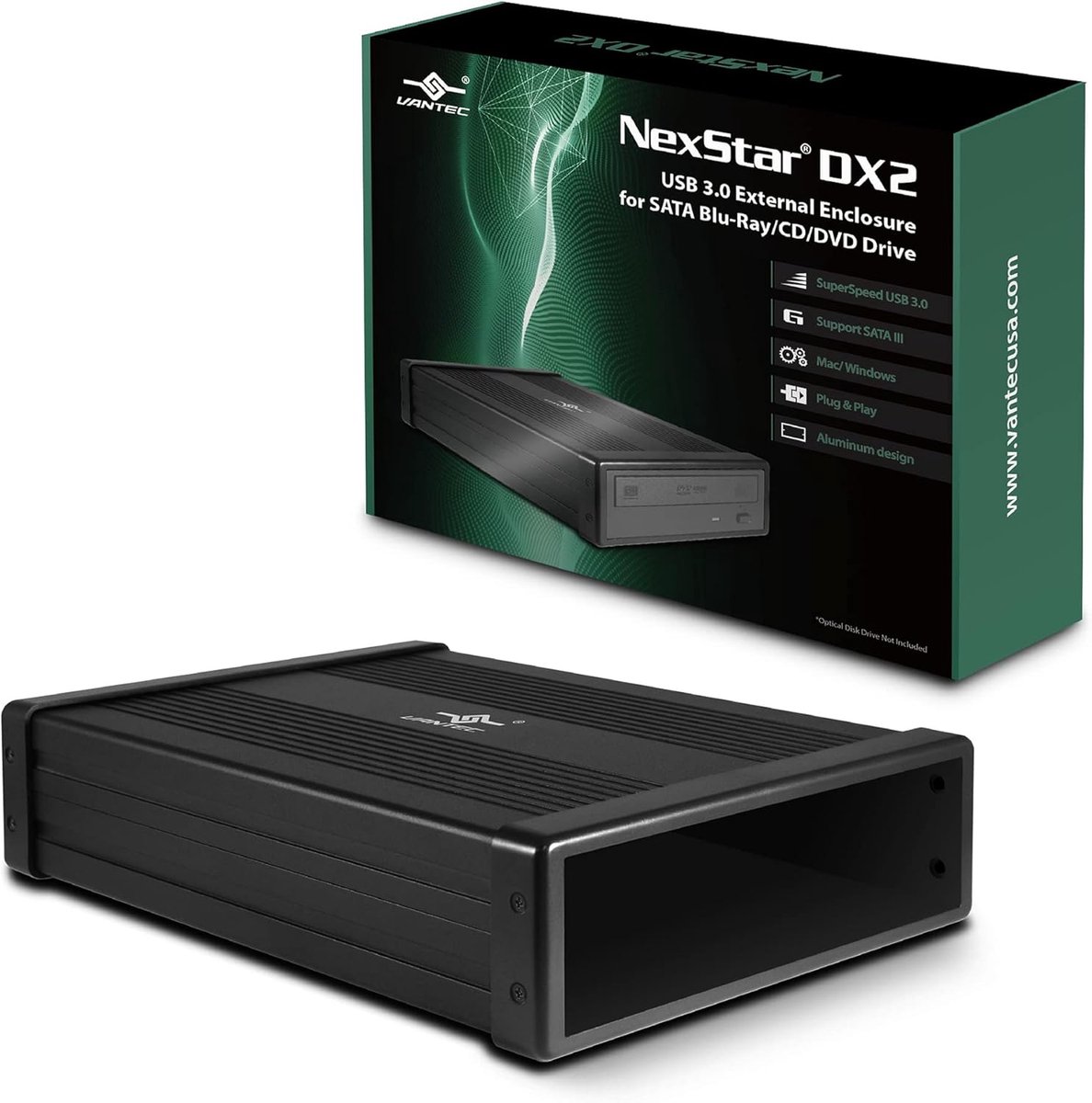 Externe Behuizing - Optische Drive - Data Opslag - Aluminium Legering - 5.25 Inch - Zwart