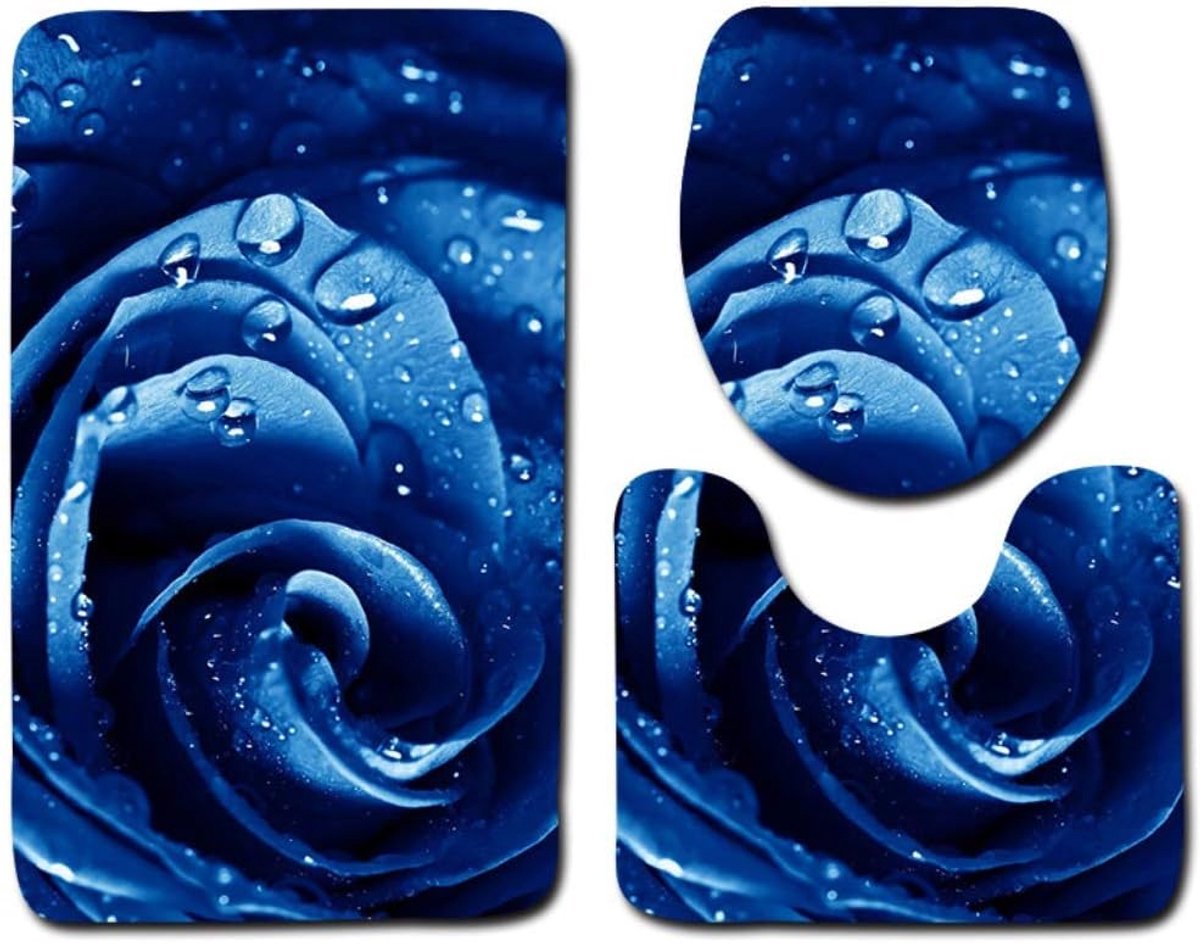 Badkamer set - Vloermat toilet - Badkamer decoratie - 3-delig antislip - 45x75cm - Rose