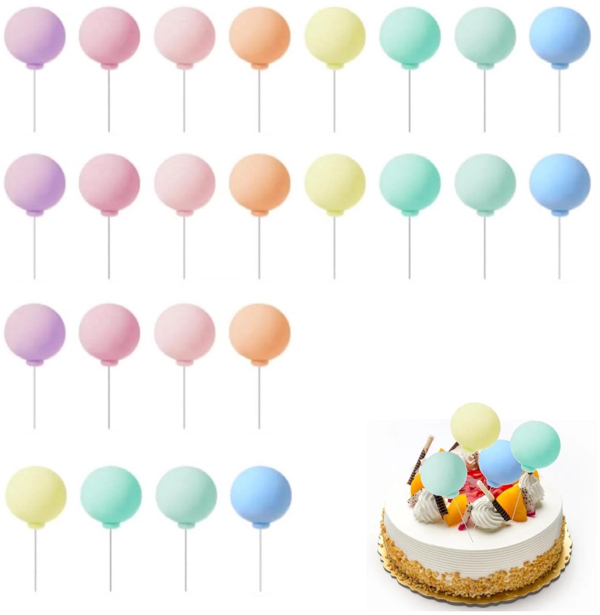 Dailygoods- Taartdecoratie 24 stuks - Mini-ballonnen - Feestdecoratie - Cupcake decoratie - Verjaardagstaart decoraties - Duurzaam materiaal - Vrolijke sfeer