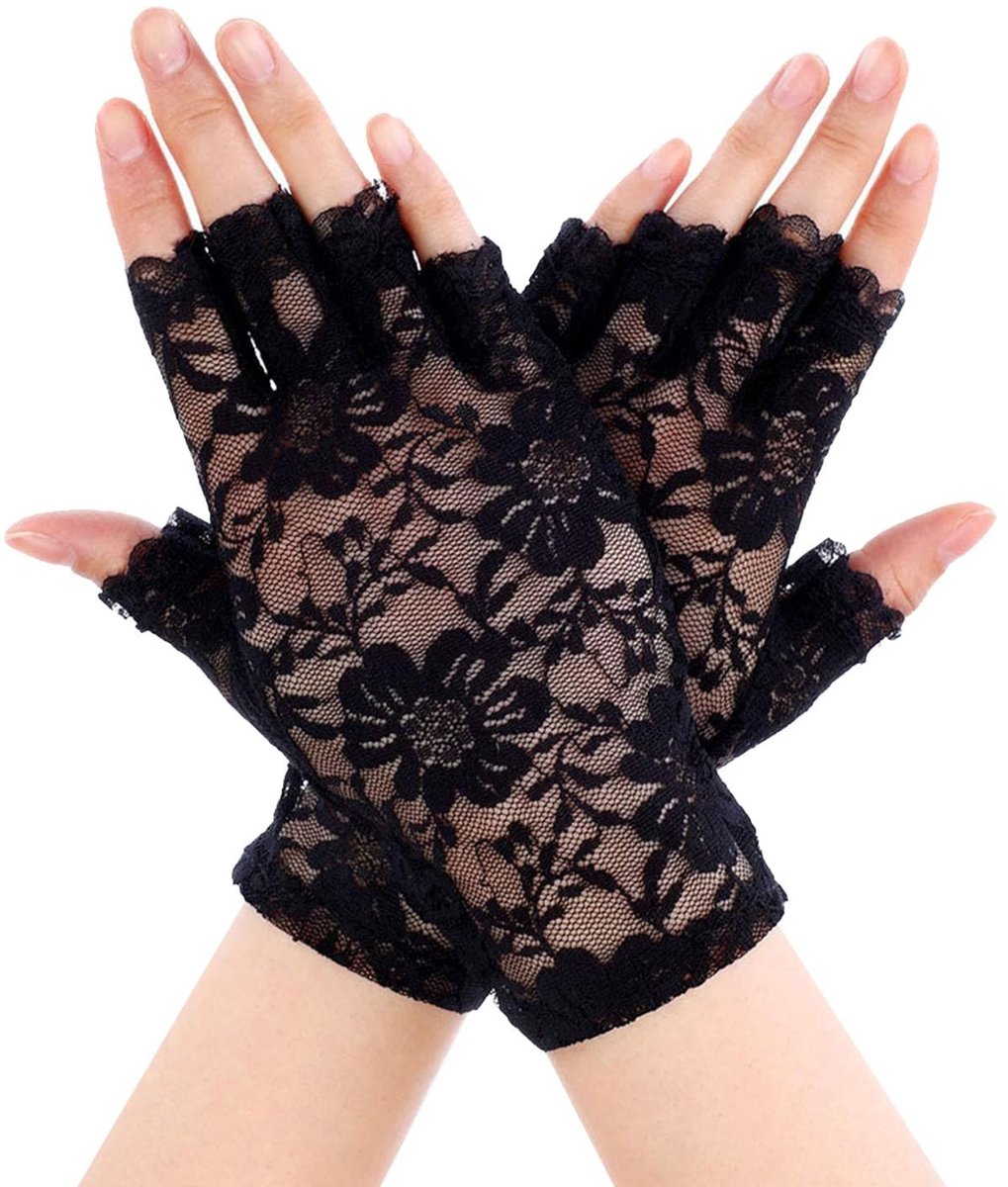 Dailygoods- Dameshandschoenen Kanten - Vingerloze Handschoenen - Korte Handschoenen - Bruidshandschoenen - Cosplay - Ademend Polyester