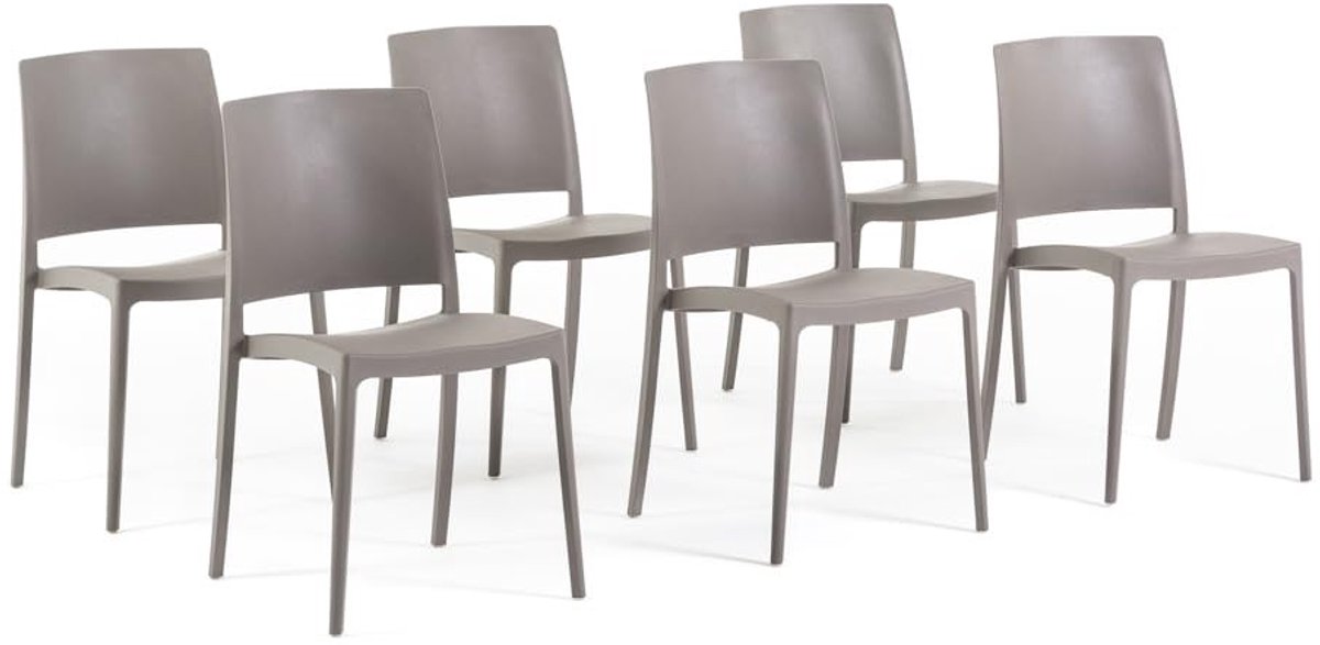 Dailygoods- Stapelbare Stoelen Weerbestendig - Tuinstoelen Set van 6 - Polypropyleen met Glasvezel - Onderhoudsvriendelijk - Modern Design - Duurzaam Product