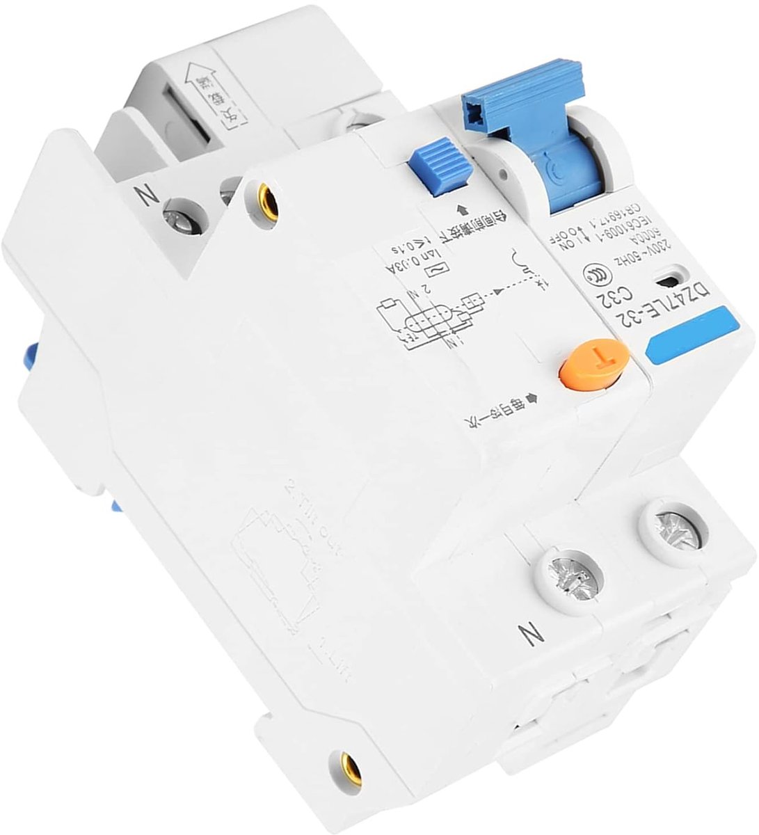 Aardlekschakelaar - Stroomonderbreker - Elektrische Veiligheid - Compact Ontwerp - 32A - Grijs