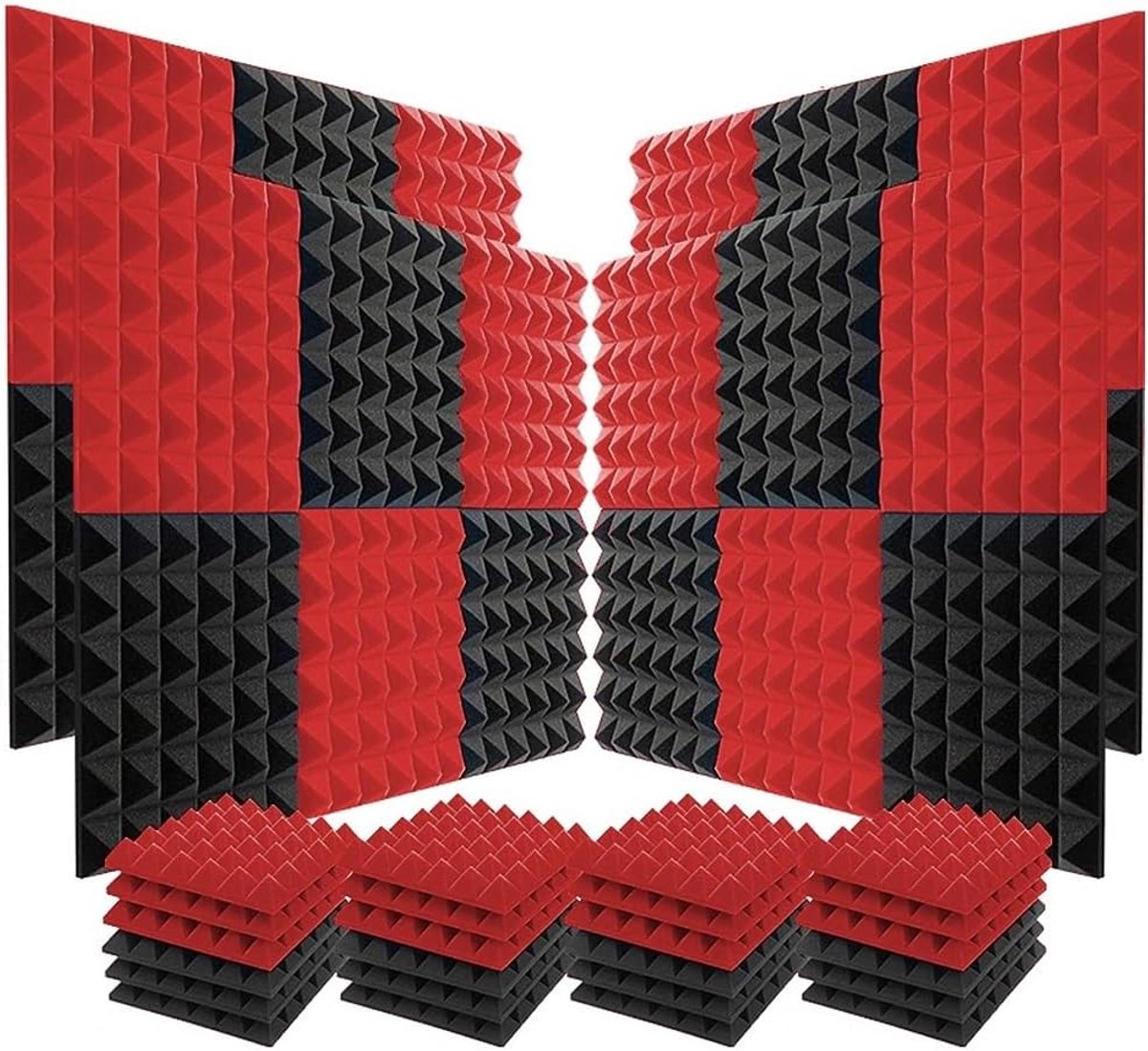 Akoestische Schuimpanelen - Geluidsabsorberend Schuim - Geluidsverbetering Kamer - Kleurblokkerende Stijl - 12 Stuks 5cm - Veelkleurig