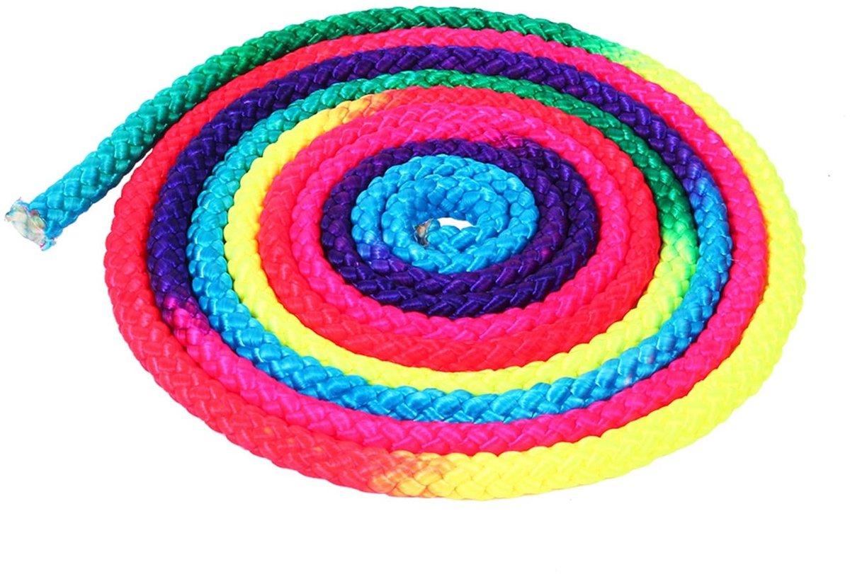 Dailygoods- Gymnastiektouw 2,8 m - Regenboogkleur - Nylon - Competitiekwaliteit - Stevig - Voor artistieke gymnastiek - Gymnastiekkoord