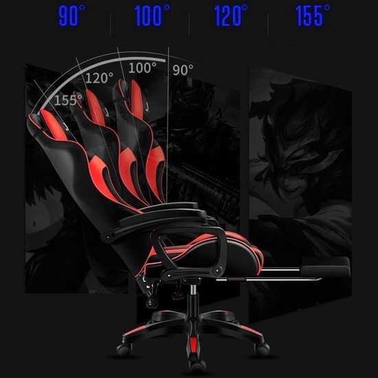 Gaming Stoel - Comfortabele Stoel - Thuisgebruik - Hoge Rugleuning - 45 cm Diep - Zwart Wit — afbeelding 2