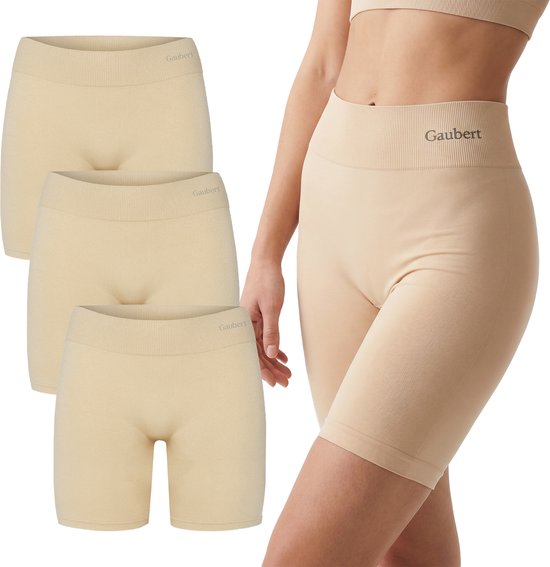 Lot de 3 Shorts de cyclisme en bambou sans couture - Leggings courts - Short anti-frottement sans couture - Noir - Taille S/M - 3109-Black
