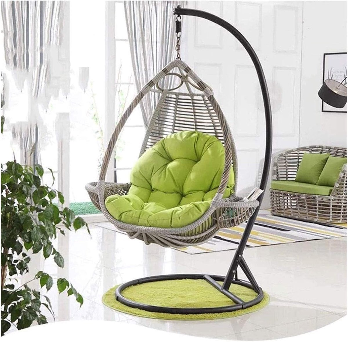Hangend stoelkussen - Schommelstoel kussen - Buiten ontspannen - Extra dikke vulling - 120 x 90 cm - Groen