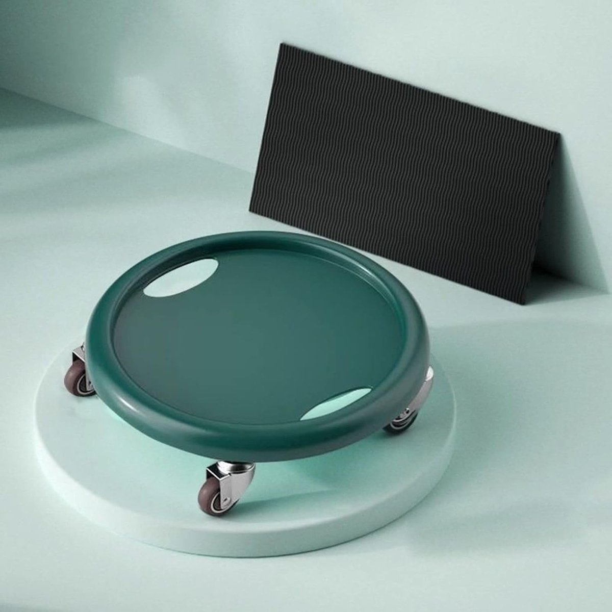Abdominale Workout Slider - Core Trainer - Buikspier Training - 4 Flexibele Rollen - 29 cm Diameter - Donkergroen