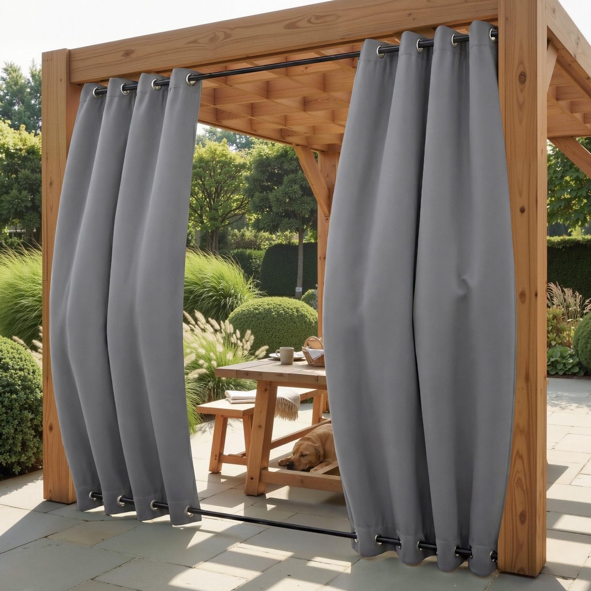 Cosensi- Buitengordijnen Waterdicht - Windbestendige Blackout Gordijnen - Voor Terras/Balkon/Tuin - 132B x 213H cm (2 Panelen) - Hoogwaardig Materiaal - Tuingordijnen