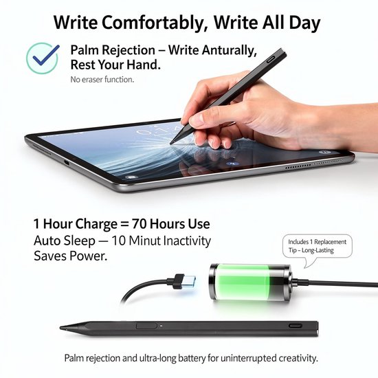 Dailygoods - Stylus Pen voor Digitale Notities met Drukniveaus en Handpalmafwijzing — afbeelding 4