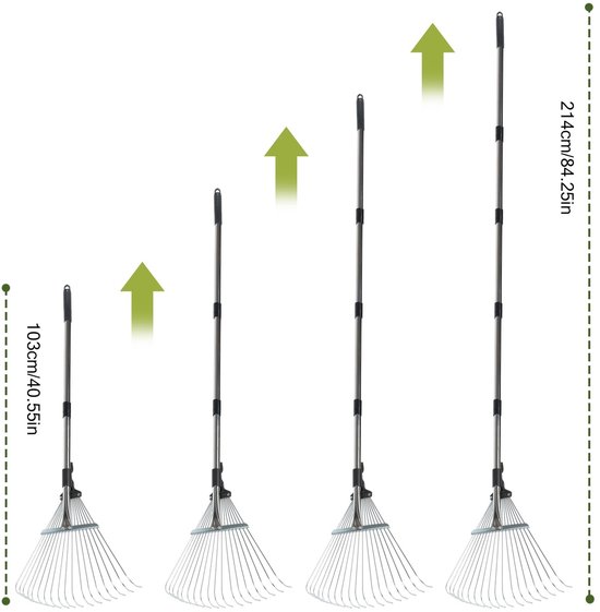 Dailygoods - Verstelbare Loofhark met Telescoopsteel voor Bladeren van Dailygoods — afbeelding 5