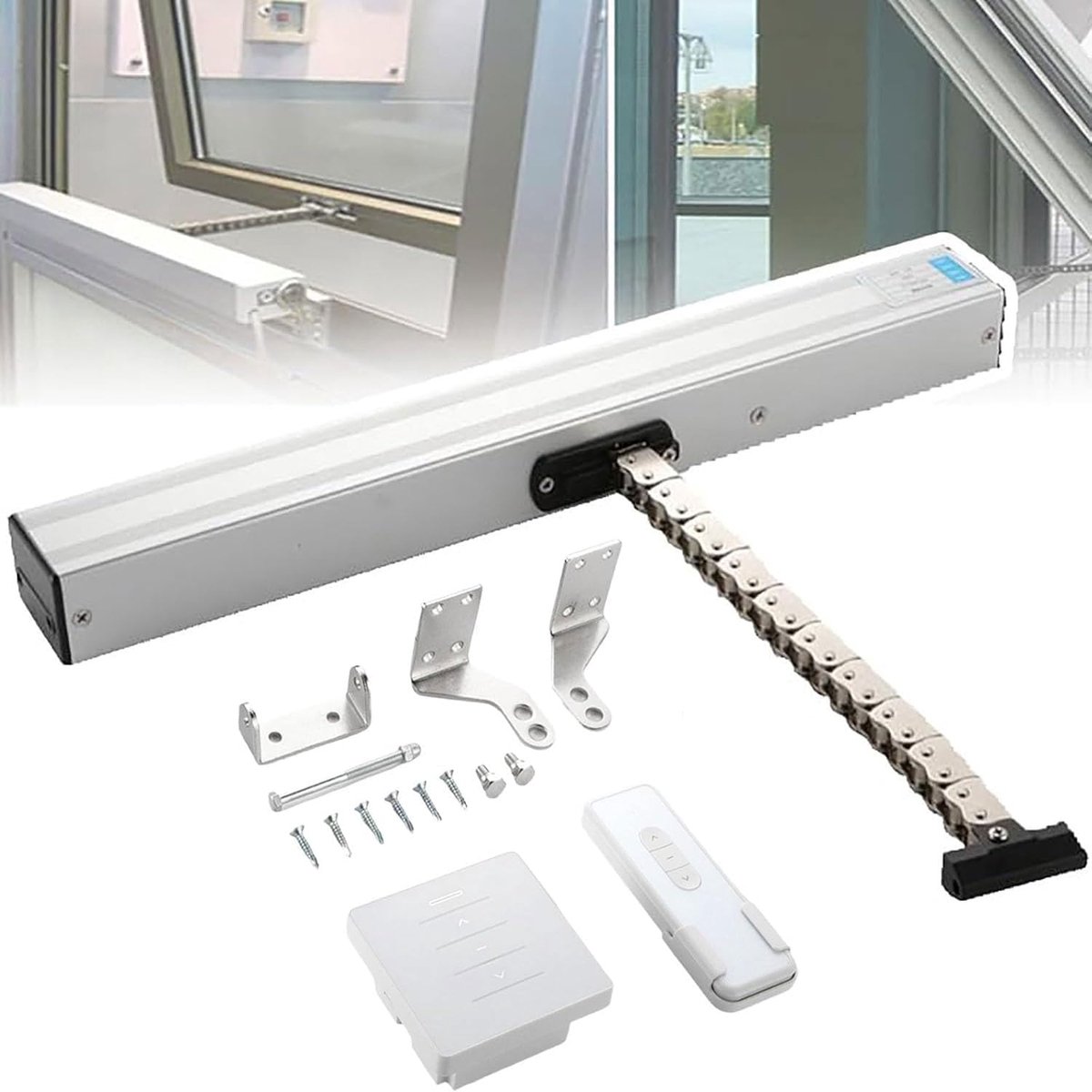 Automatische Raamopener - Elektrische Ketting - Ventilatie Verbeteren - Dubbele Ketting - 300-1000mm Slag - Zwart