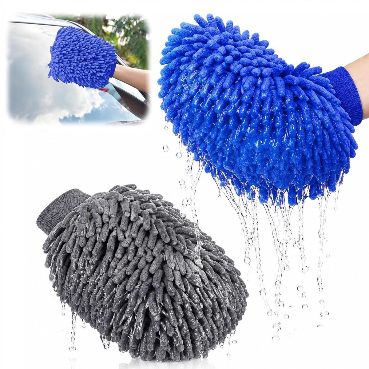 Dailygoods- Washandje Set van 2 - Microvezel - Extra absorberend - Auto-reiniging - Vuilverwijdering - Grijs - Reinigingshandschoenen