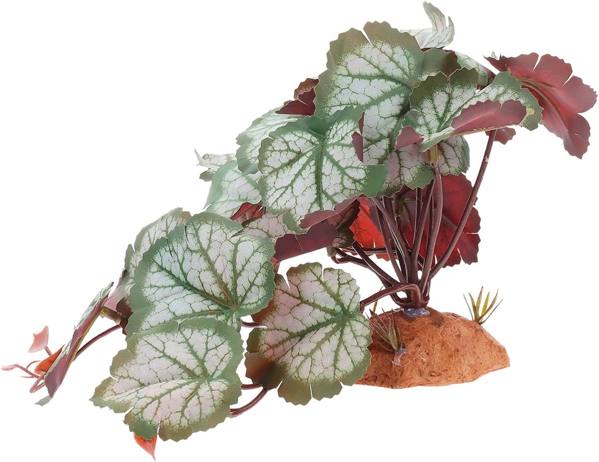 Nep Plant - Terrarium Decor - Reptielen Verblijf - Levensechte Kleuren - 14 cm Hoog - Veel