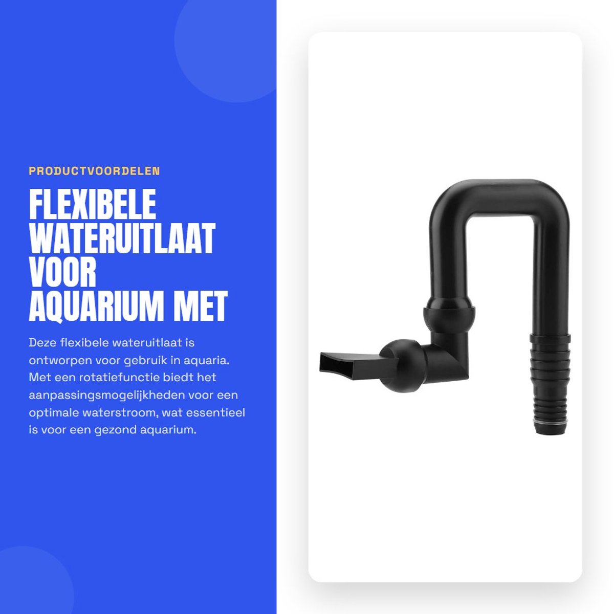 Dailygoods- Wateruitlaat Flexibel - Aquarium Nozzle - Zwart Plastic - Rotatie - Waterafvoer - Duurzaam Materiaal - Aquariumuitlaat