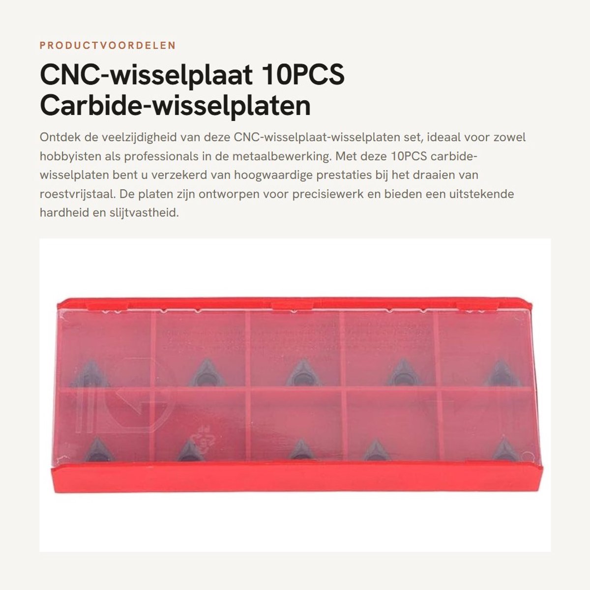 Dailygoods- Wisselplaat 10 Stuks - CNC-inzetstuk - Hardmetaal - Slijtvastheid - Hoge Taaiheid - Geschikt voor Staalverwerking - Snijplaat