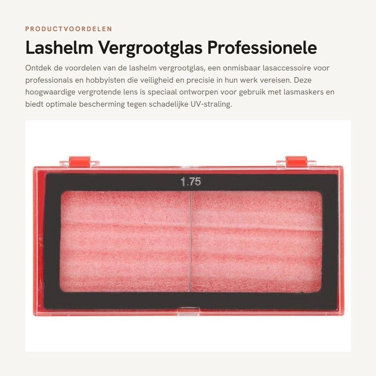 Dailygoods- Lashelm Vergrootglas - Lasglas Loep - Oogbescherming - UV-bestendig - Professionele Afwerking - Dioptrieën 0,75/1,25/1,75/2,25 - Lasloep