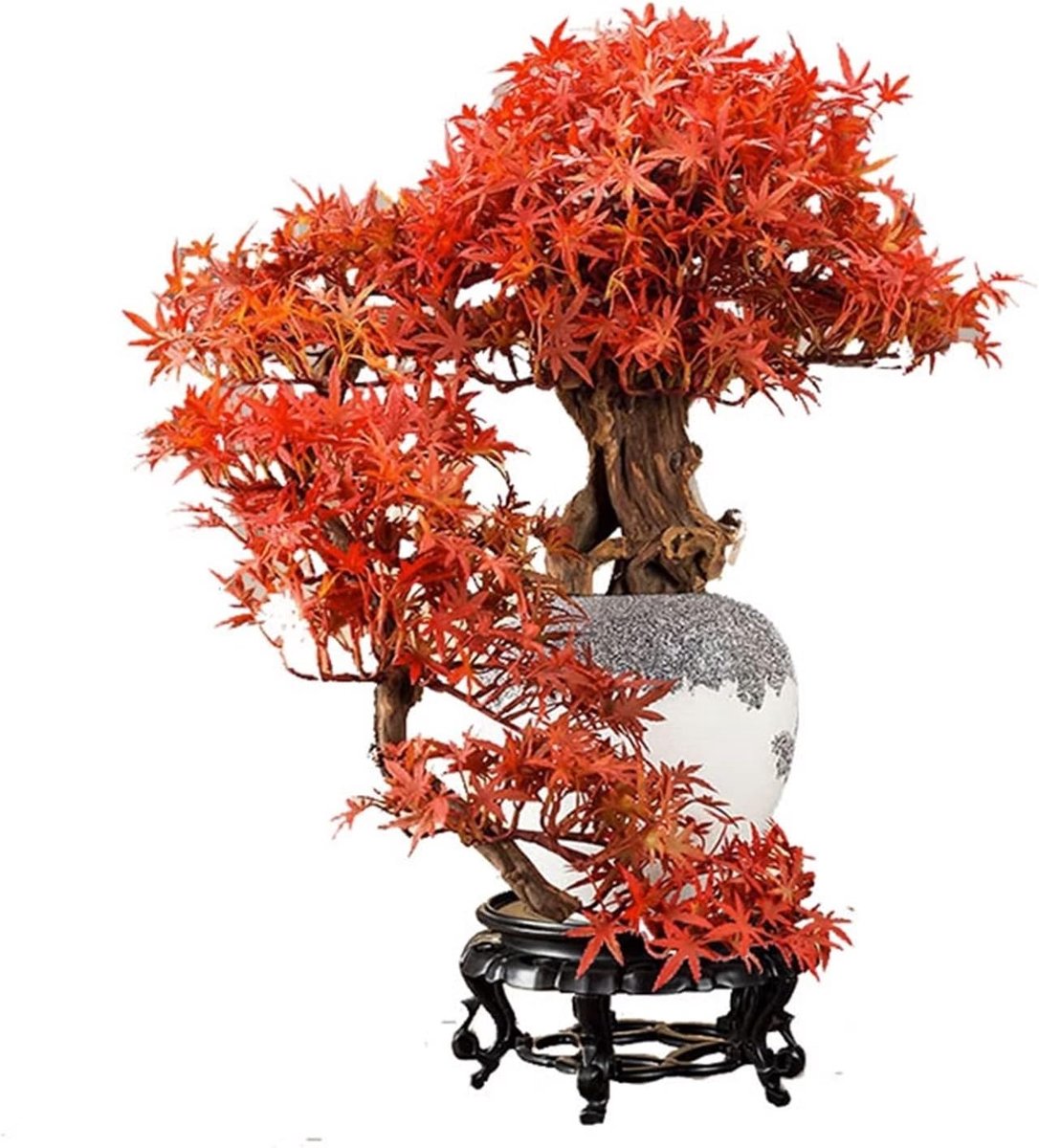 Kunstplant Bonsai Boom - Nep Plant Decoratie - Woonkamer Inrichting - Realistisch Esdoornblad - 50x60cm - Groen