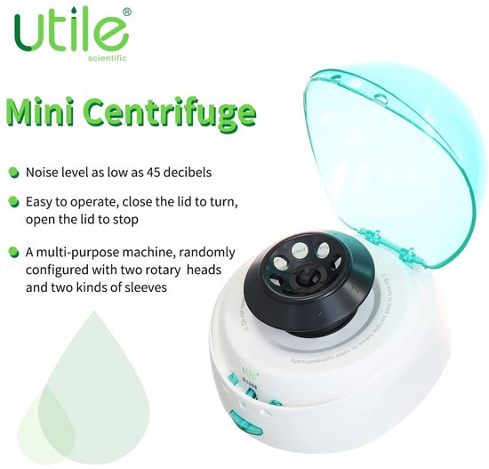 Mini Centrifuge - Laboratorium Apparaat - Monster Scheiding - Stille Werking - 7000 RPM - Wit — afbeelding 3