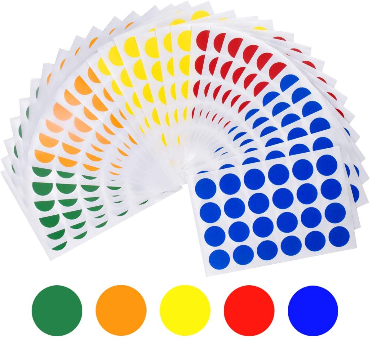 Dailygoods- Cirkeletiketten 2 cm - 30 Vellen Zelfklevende Stickers - 720 Stuks - 6 Kleuren - Perfect voor Kantoor - Ideaal voor Organisatie