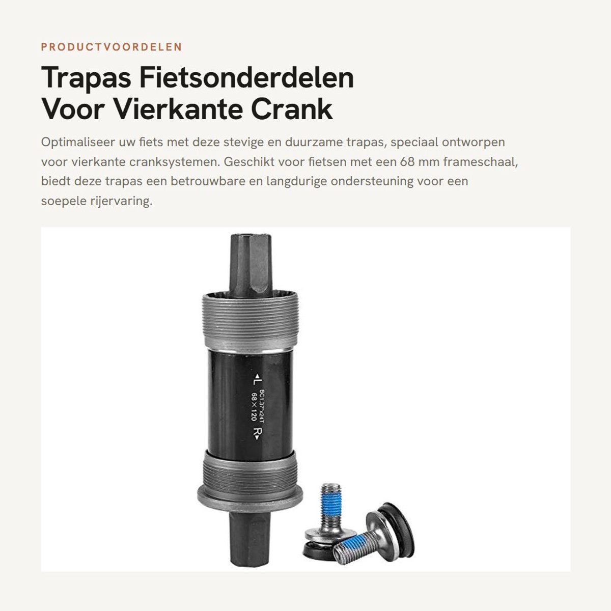 Dailygoods- Trap-as Solide en Duurzaam - BSA-Innenlager - 68 mm Frame - Precisieschroefdraad - 2 Lagers - Hoge Sterkte Afdekking - Fietsas