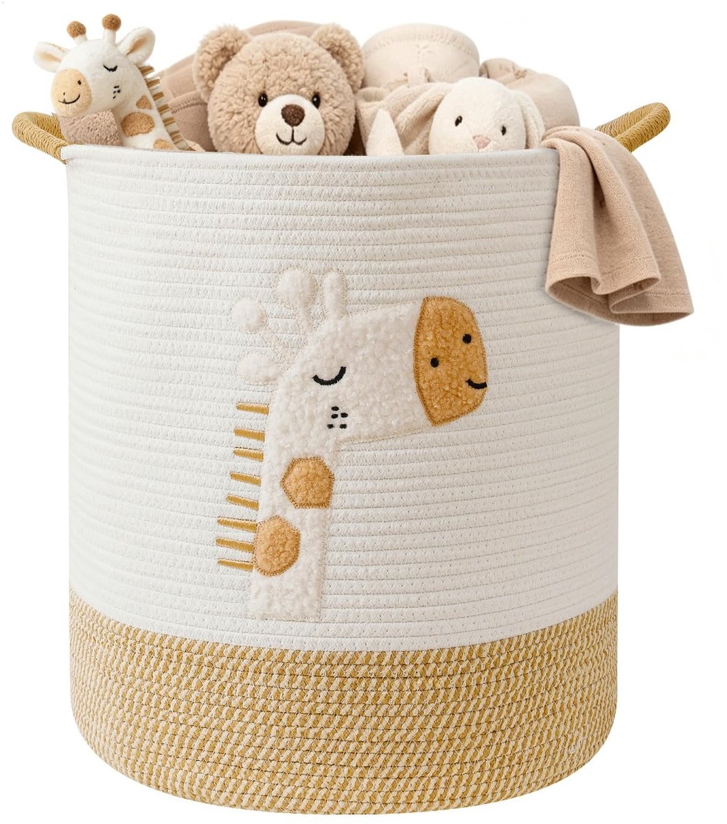 Dailygoods- Wasmand met handvat - Gevlochten Wasverzamelaar - Opbergmand - Speelgoed - Decoratieve Opbergmand - Lichtgewicht Design