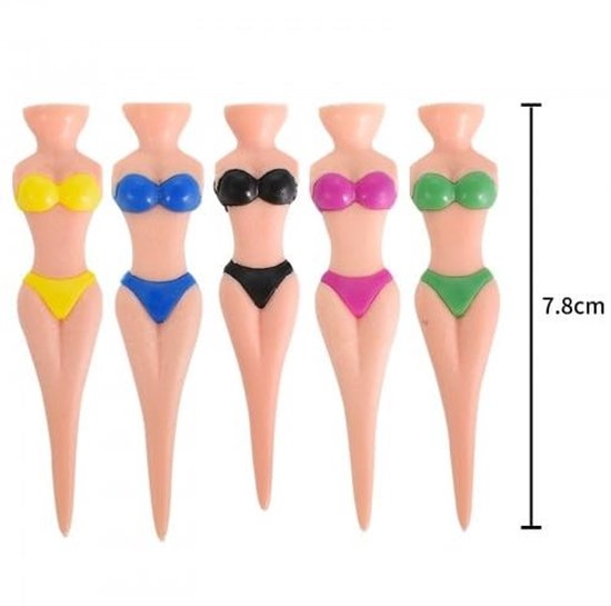 Dailygoods - Colexy Grappige damesbikini, 5 stuks, 76 mm, grappige golftees, meisjes, golftees, kunststof, golftees voor mannen en vrouwen, golftraining, golfaccessoires, golfoefeningen van Dailygoods — afbeelding 2