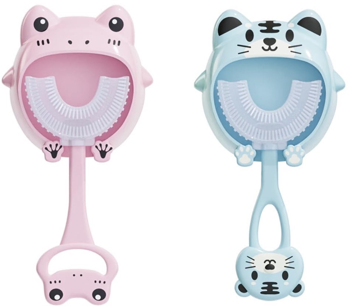 Dailygoods - 2 stuks U-vormige kindertandenborstels voor mooie tanden, ergonomische 360 graden tandenborstel voor een gezonde glimlach