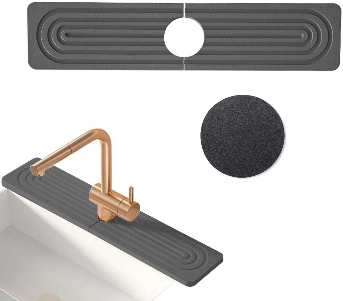 Dailygoods- Droogmat Modern Design - Afdruipmat Steen - Waterkraan Afdruipmat - Sneldrogende Mat - Gootsteenmat - 40 x 10 cm