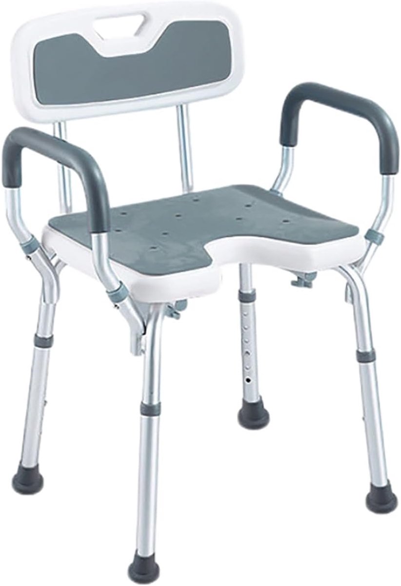 Douchestoel - Badkamerkruk - Veilig Douchen - 6-voudige Hoogteverstelling - 44-54 cm - Grijs