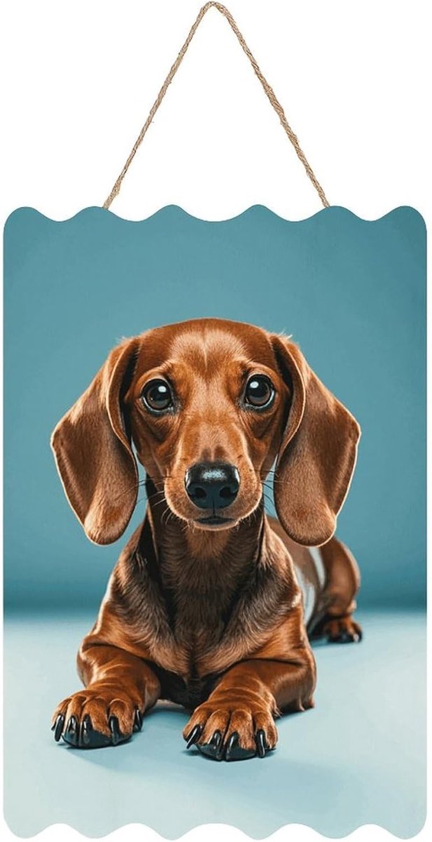 Honden Welkom Teken - Voordeur Decoratie - Huis Verwelkomen - Rustiek Houten Bord - 30x20 cm - Multicolor