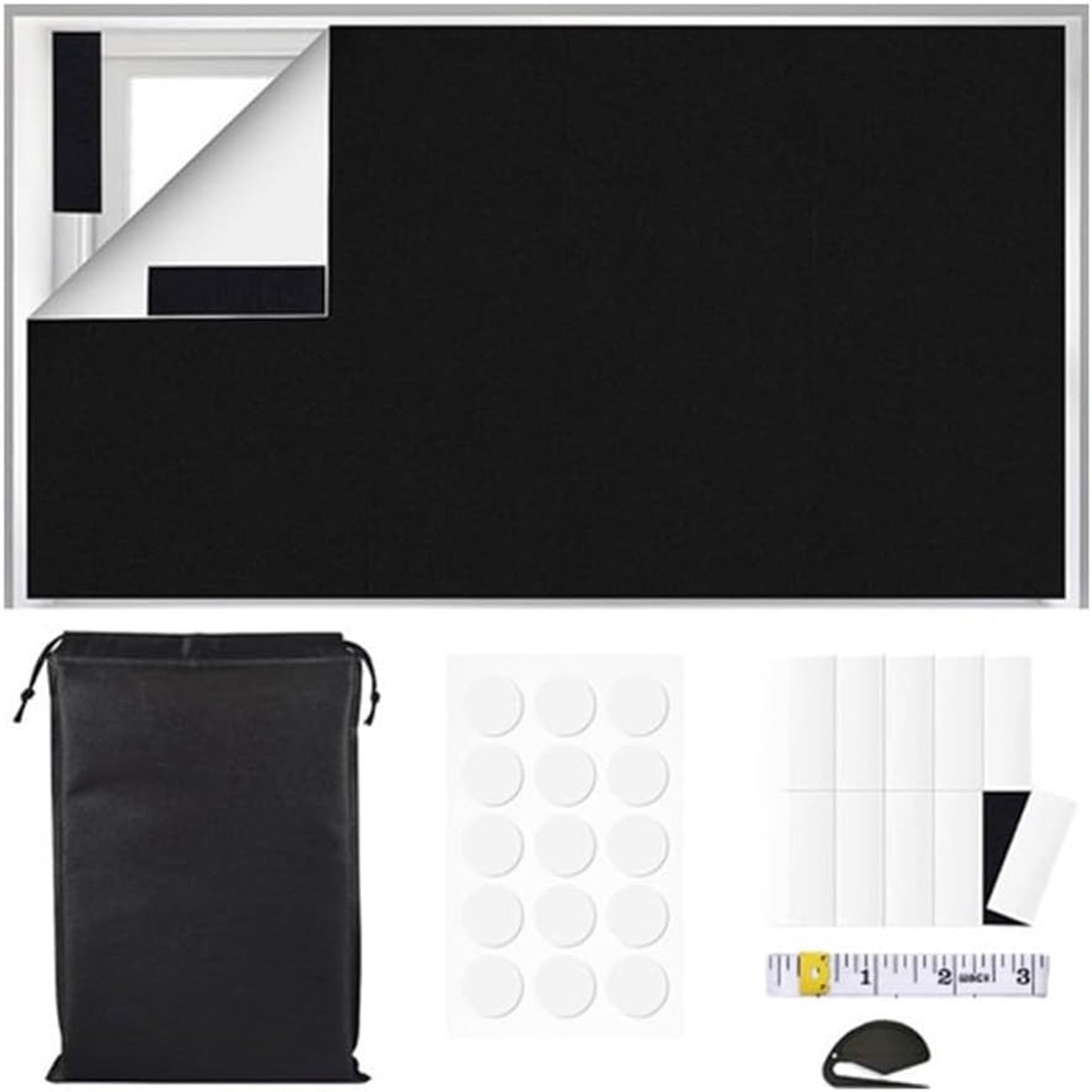Draagbaar Gordijn - Verduisterend Raambekleding - Reis Comfort - Eenvoudige Installatie - 150 x 300 cm - Zwart