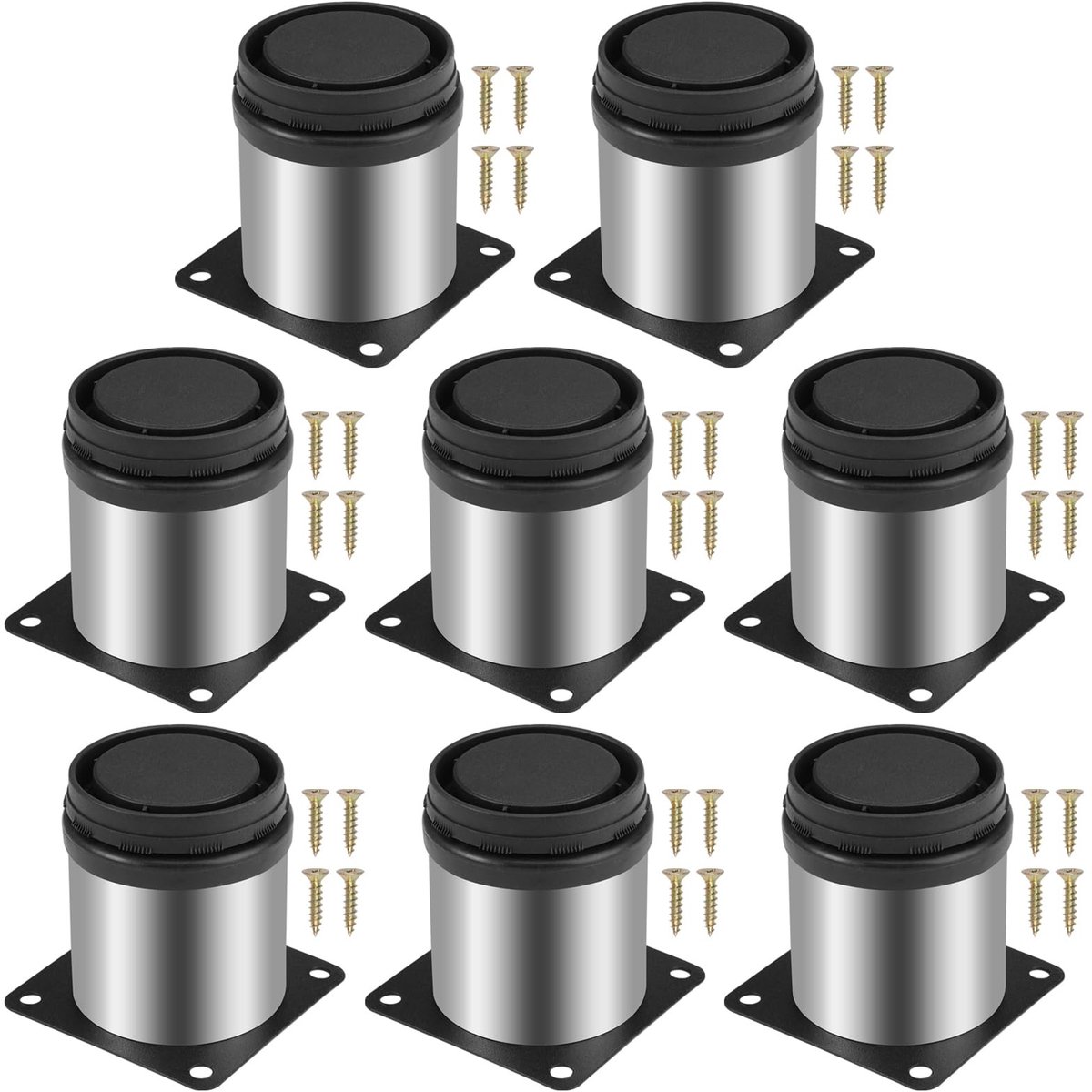 Meubelpoten instelbaar 6 cm - Ronde metalen poten - Hoogte verstelbaar 0-15 mm - Voor stabiele meubels - ShopVlot